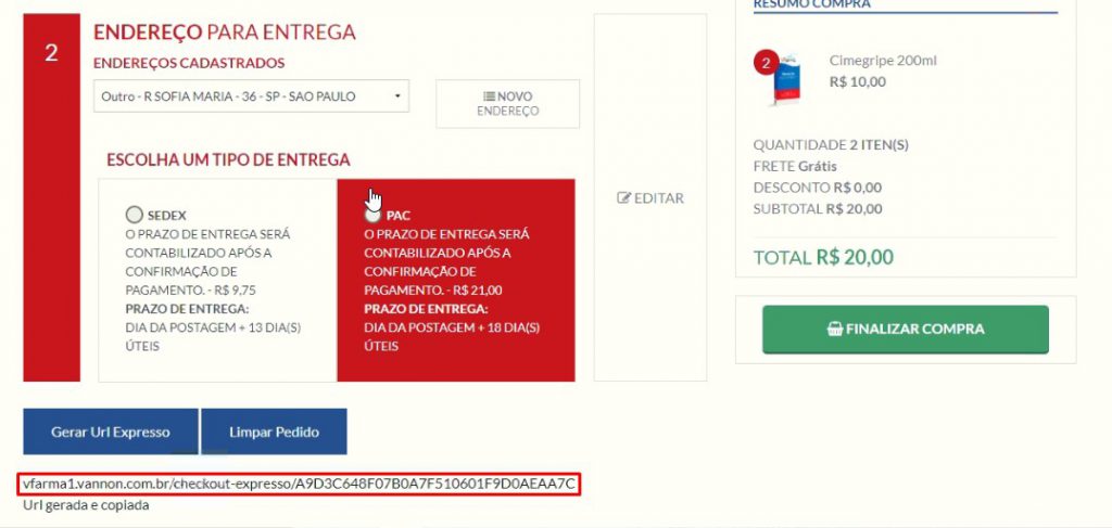 Tela de check-up